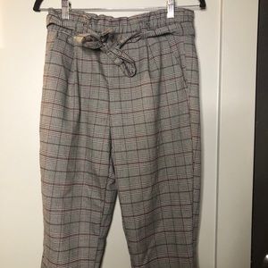 Plaid paper bag pants